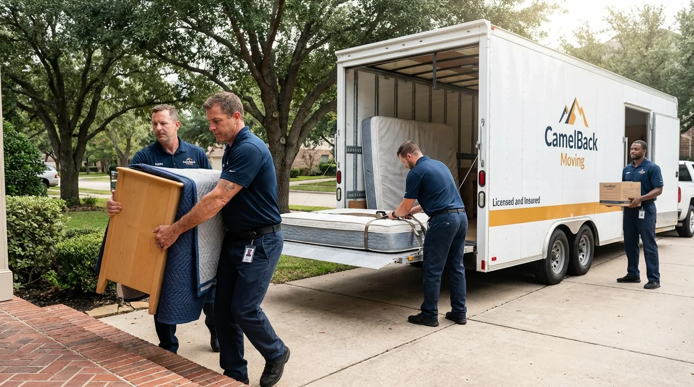 Crew loading residential truck for cross-state move from Williamstown, WV