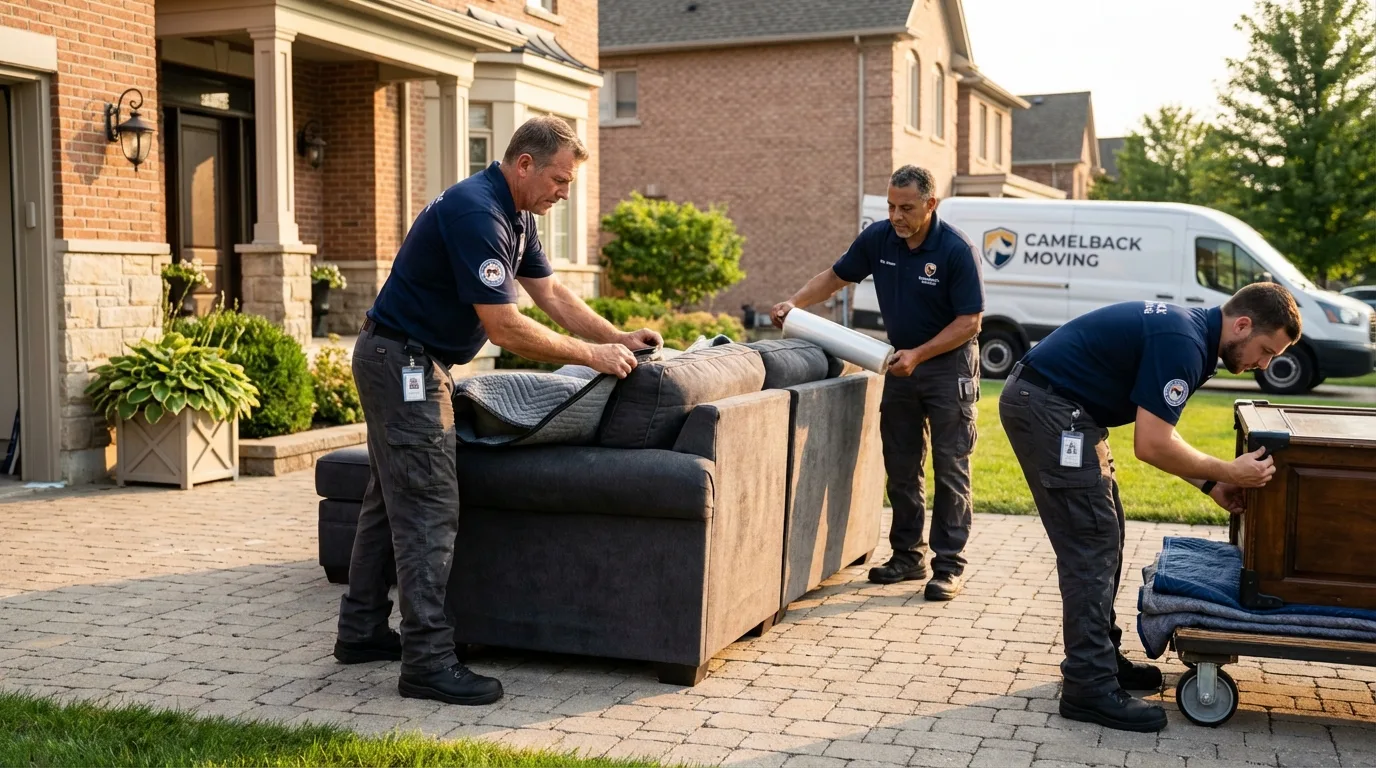 Large estate moving crew wrapping furniture in Williamstown, WV