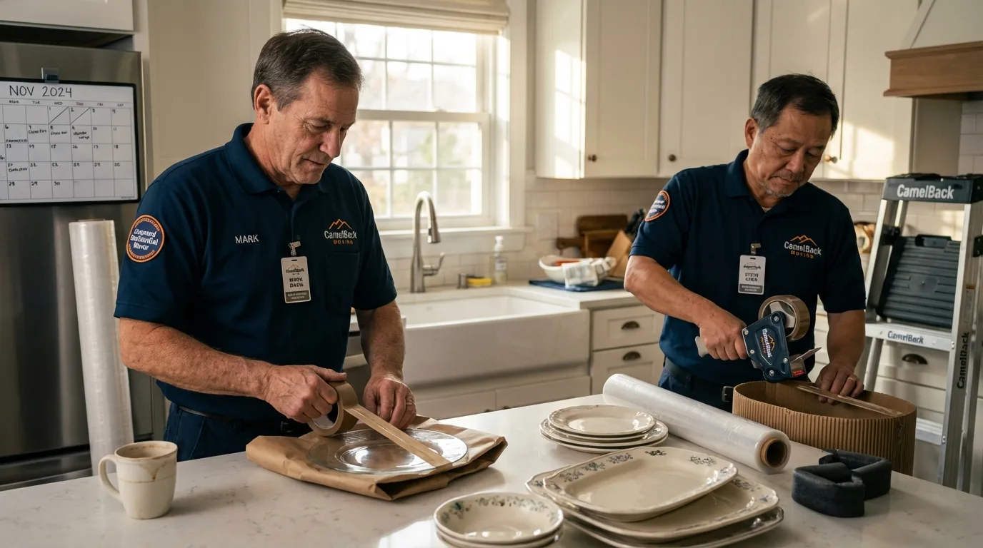 Professional crew packing kitchen dishware in Williamstown, WV